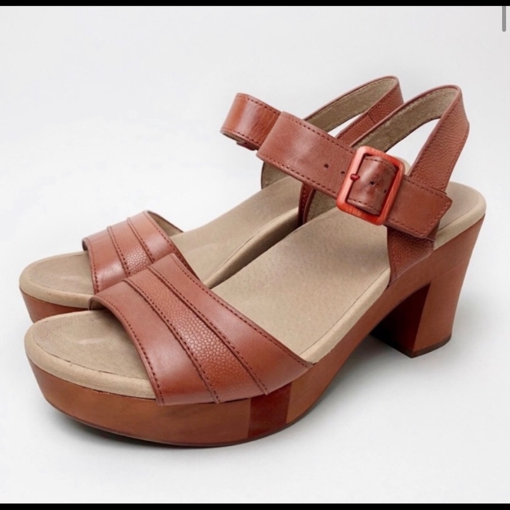 Earth | Terra-cotta Leather Wooden Platform Heels